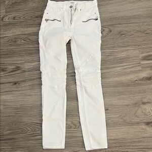 Hudson Chic White Moto Pants